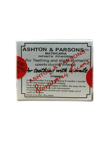 <b>ASHTON & PARSONS</b><br>Infants' Teething Powder